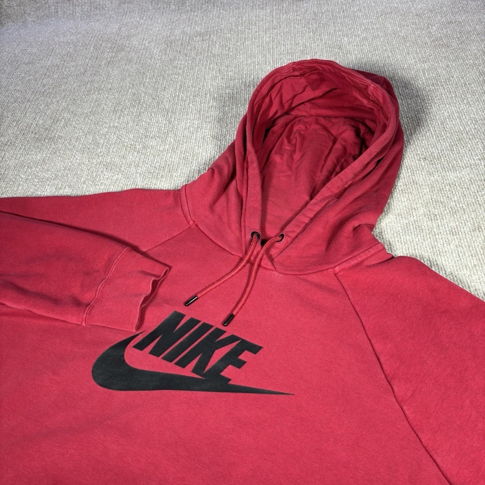 Nike Sportswear Essential Fleece Hoodie Sweatshirt‎ Womens XL Burgundy Red Logo